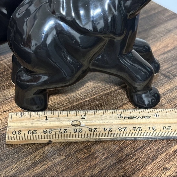 Vintage Ceramic Elephants (2) Black 1960 Gold Trunk Up Home Decor - Picture 9 of 9